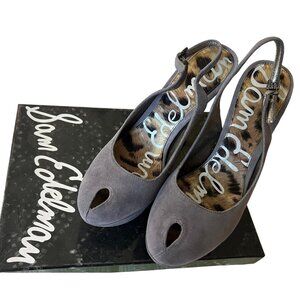 Sam Edelman Grey Suede Peep Toe Platform Heels Size 8.5M NIB